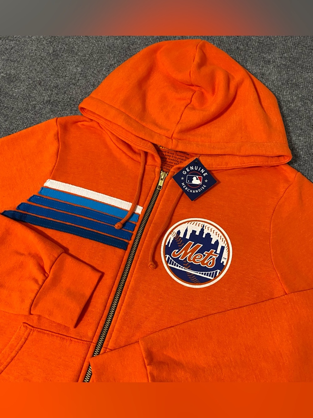 Aviator Nation New York Mets Hoodie Unisex S Five Stripe Full Zip Orange NWT